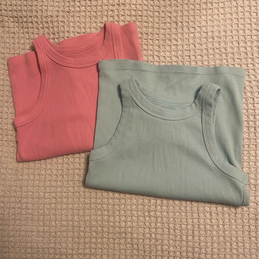 Cat & Jack Pink and Green Tank Tops